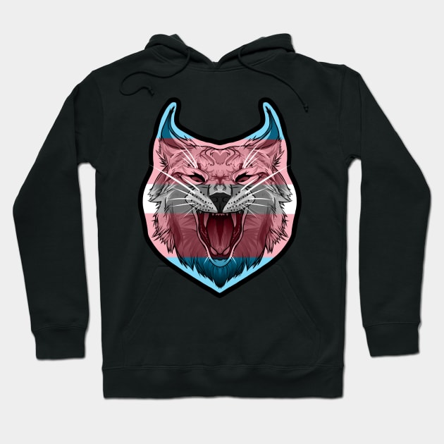 Caracal (Trans / Transgender Pride Flag) Hoodie by illustratelaw